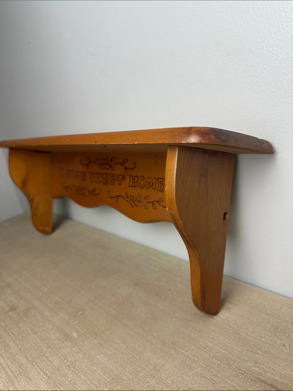 Home Sweet Home Wall Shelf - Brown Wooden Accent
